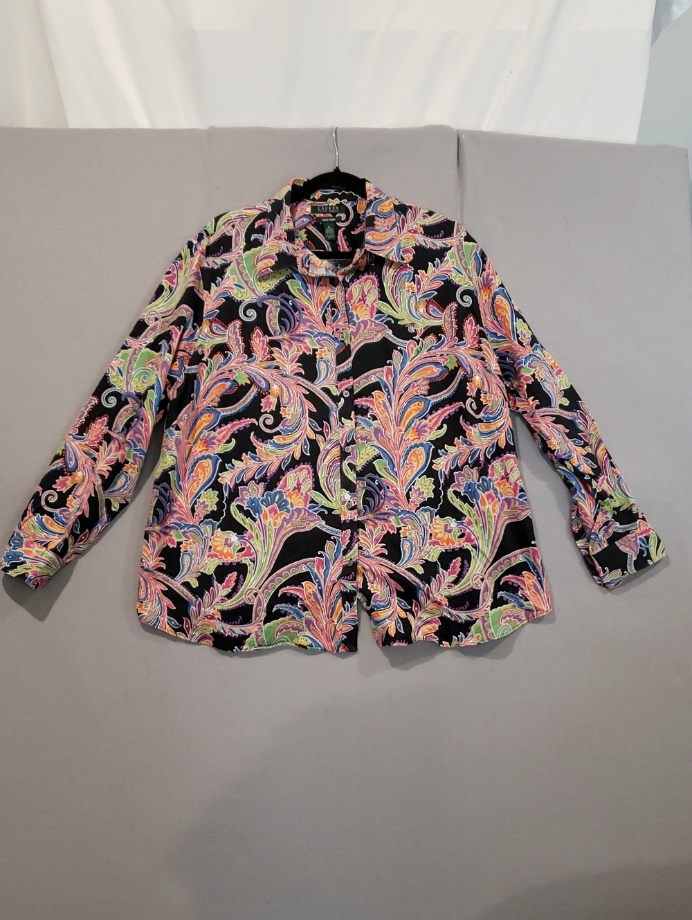 Ralph Lauren Black Multi Paisley Button-Front Jacket 3 XL